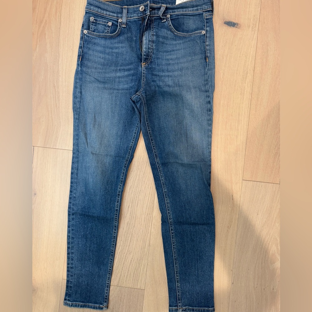 Rag & Bone high rise ankle skinny jeans in blue wash